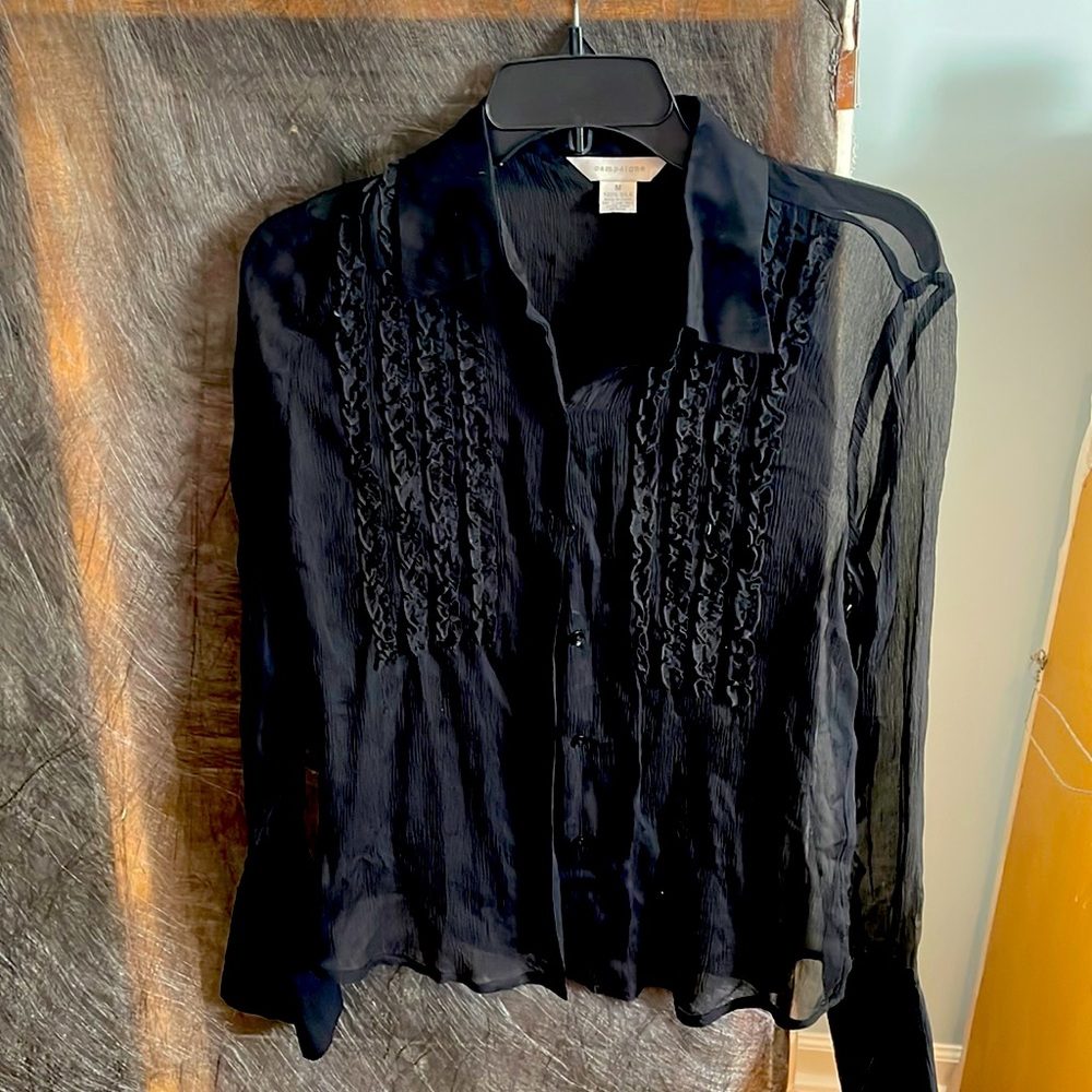 Black Silk Blouse Size M